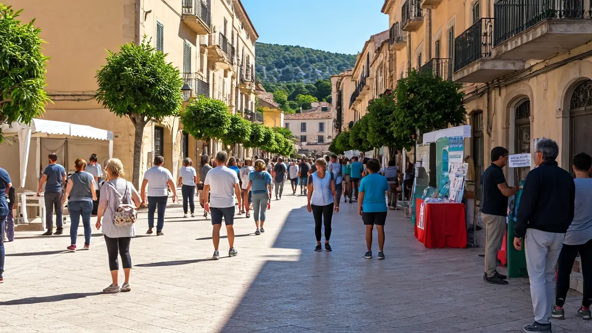 Image of a health week with outdoor activities and citizen participation.