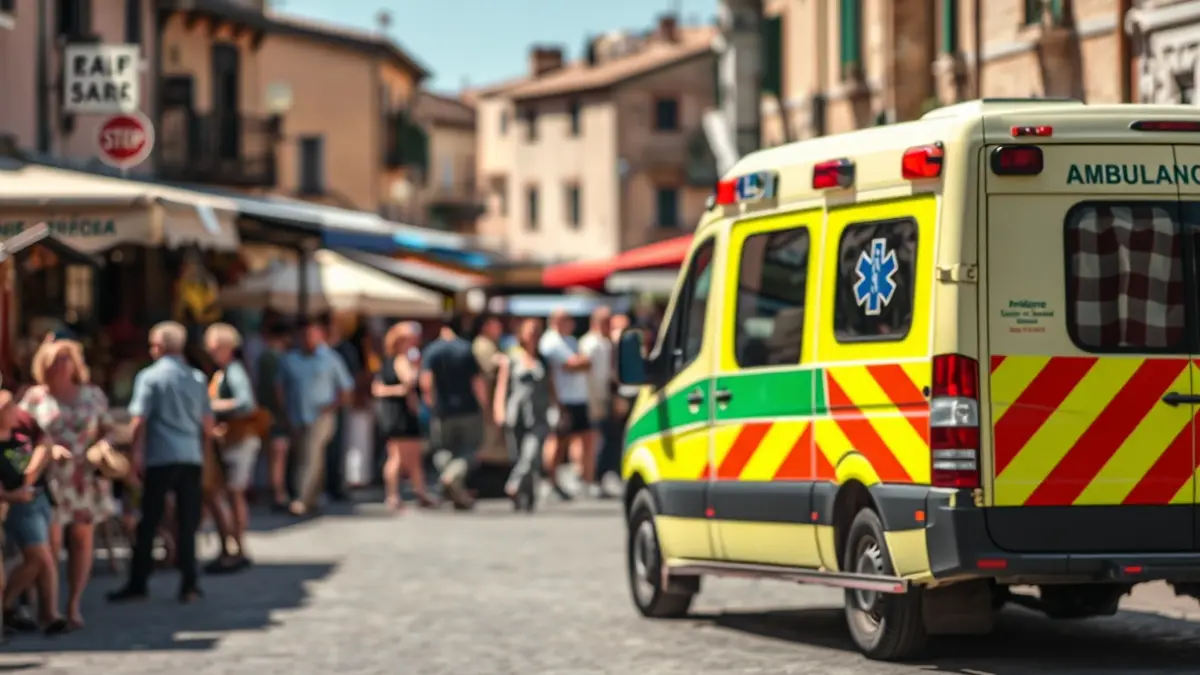 Assistance ambulance at Torrevieja's weekly market.