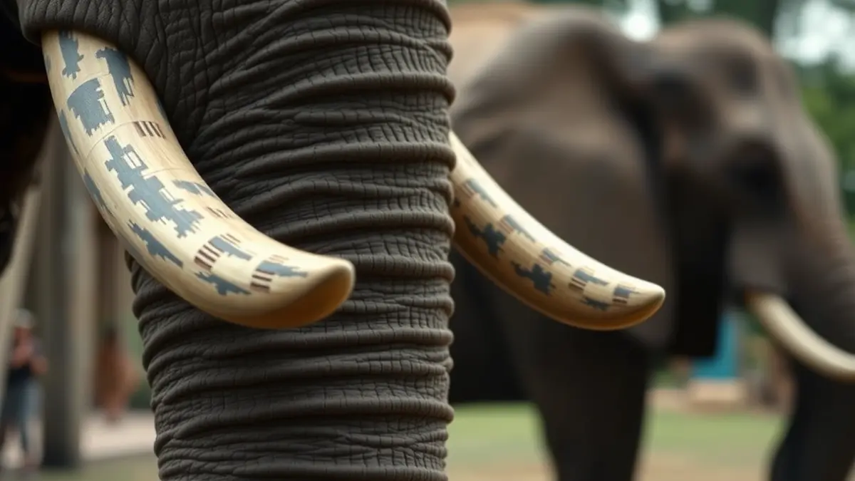 Imatge d'un ullal d'elefant, amb un elefant al fons, en un parc de vida salvatge.