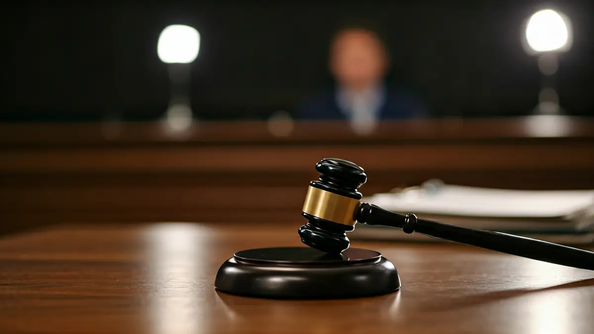 Imatge genèrica d'un martell de jutge sobre una taula de fusta en una sala de tribunals.