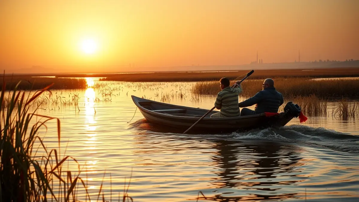 Imatge d'una barca tradicional electrificada en l'Albufera de València.