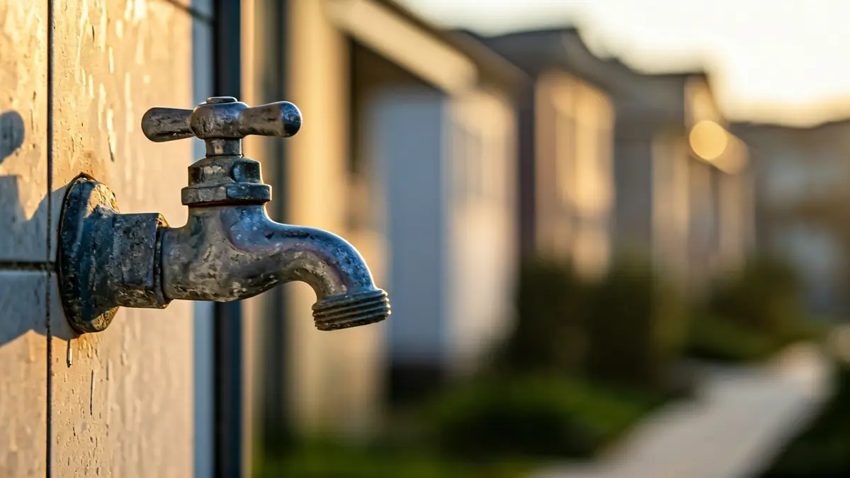 Imagen de un grifo seco en un baño, simbolizando la falta de agua.