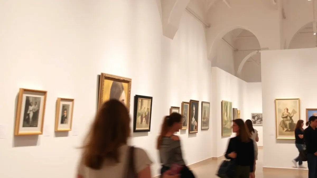 Imagen genérica del interior de una galería de arte con obras modernas y contemporáneas.