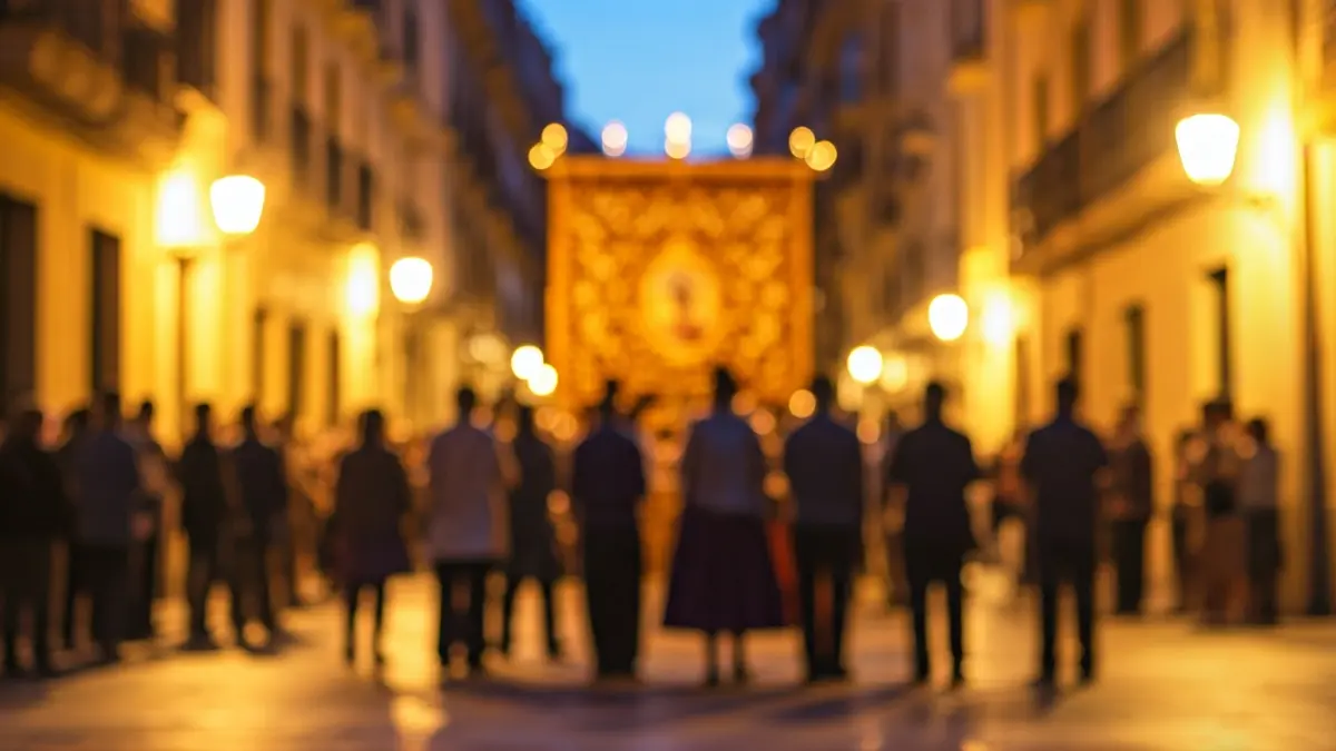Imatge genèrica d'una processó festiva amb ofrena floral a València.