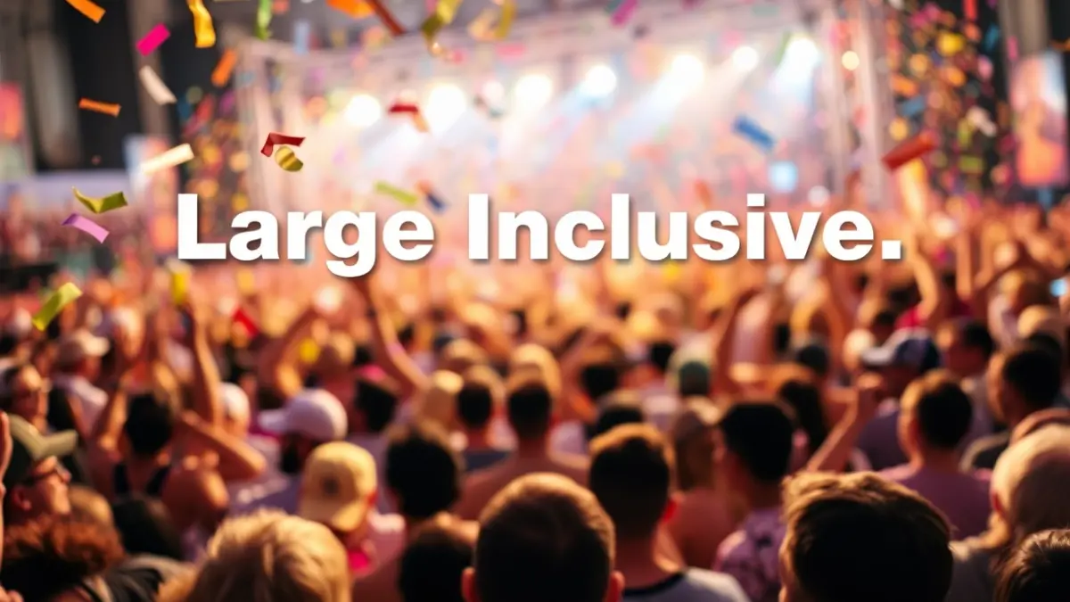 Imagen genérica de una multitud celebrando con confeti y luces, simbolizando un evento festivo e inclusivo.