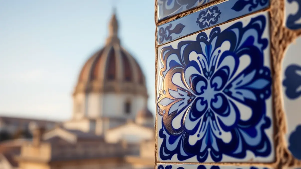Image of the official poster for the 2026 Feast of the Virgen de los Desamparados, featuring elements of Valencian ceramics and domes.