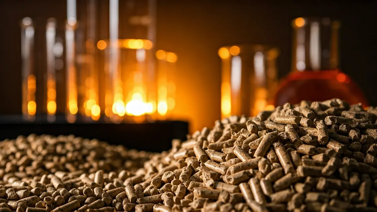 Generic image of biomass and laboratory equipment.