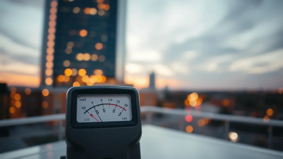 Imagen genérica de un sonómetro midiendo el ruido en un entorno urbano.