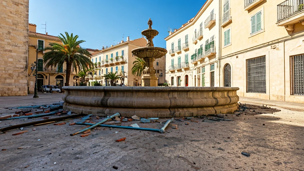 Font vandalitzada a la plaça de la Cueva Santa d'Altura