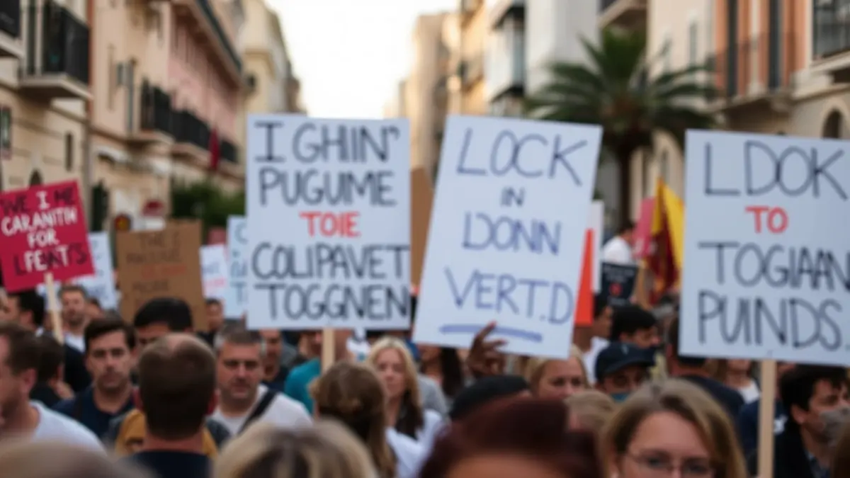 Imatge genèrica d'una manifestació en un entorn urbà mediterrani.