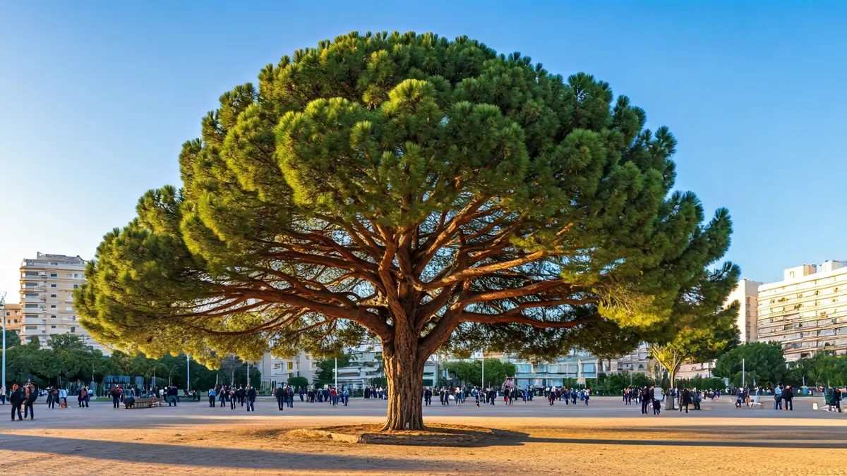 Image of a monumental pine tree in Pont de Ferro park in Castelló.