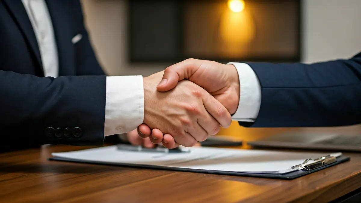 Imatge genèrica de dos mans encaixant sobre un escrit, simbolitzant col·laboració.