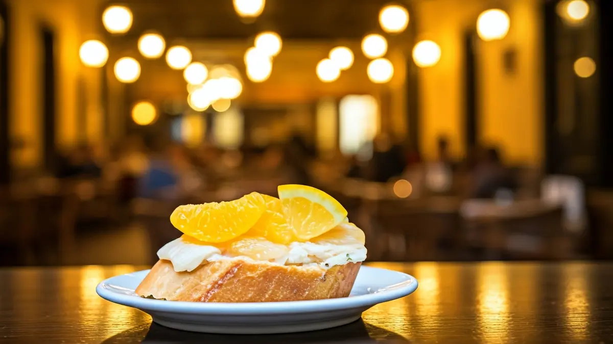 Imatge d'una tapa amb cítrics en un restaurant de Vila-real.