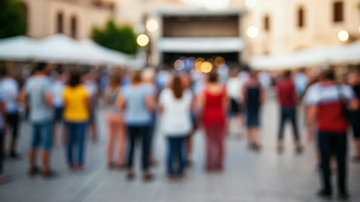 Imatge d'una multitud diversa gaudint d'un festival a l'aire lliure.