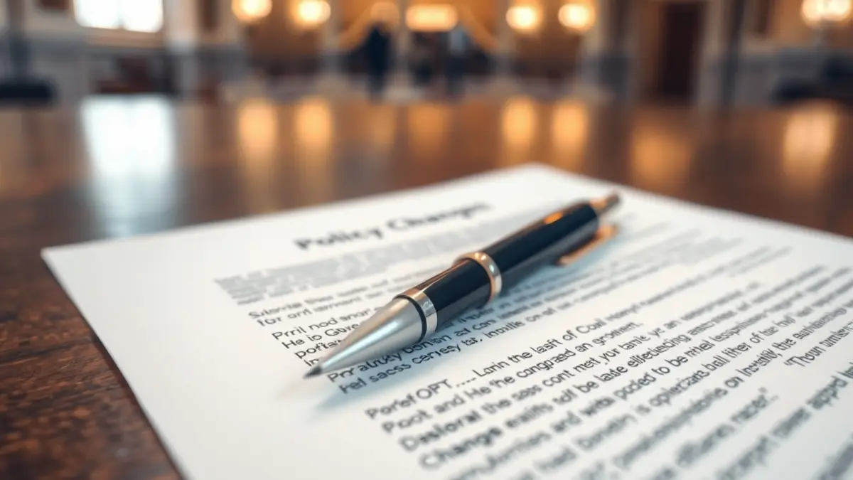 Imatge genèrica d'un document oficial amb un bolígraf, simbolitzant decisions polítiques.