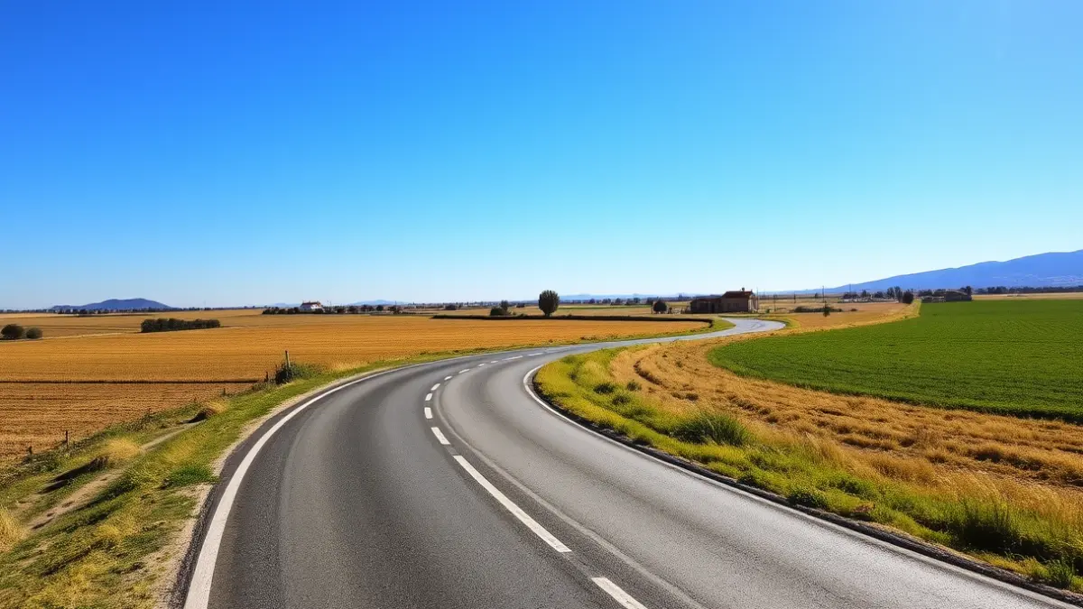 Imagen genérica de un camino rural reparado en la Comunidad Valenciana, con campos agrícolas alrededor.