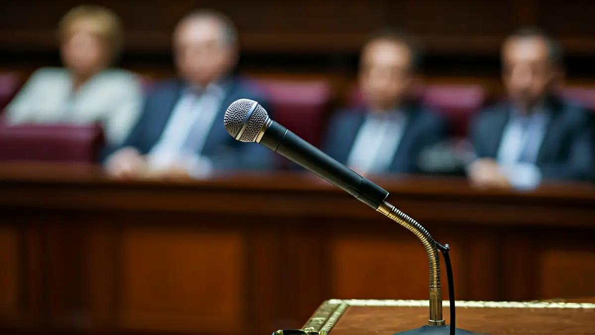 Imatge genèrica d'un micròfon en un faristol parlamentari, simbolitzant el debat polític.