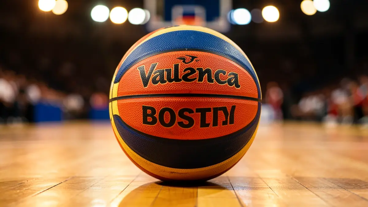 Imatge genèrica d'una pilota de bàsquet amb els colors del València Basket.