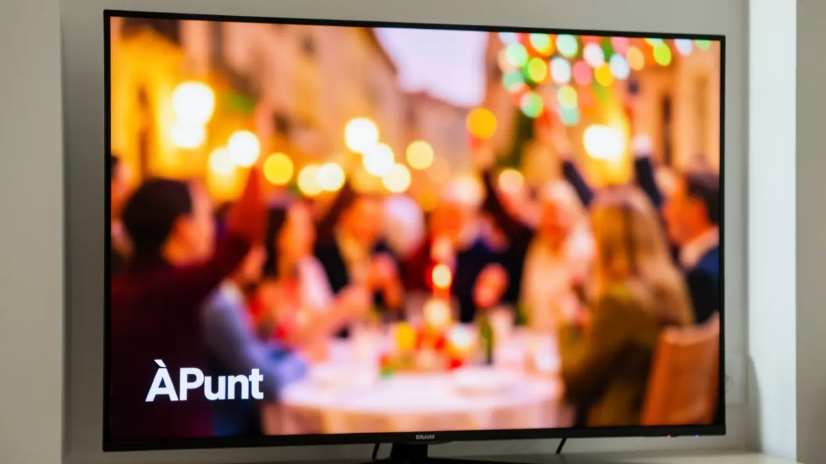 Imatge genèrica d'una pantalla de televisió mostrant un esdeveniment festiu.