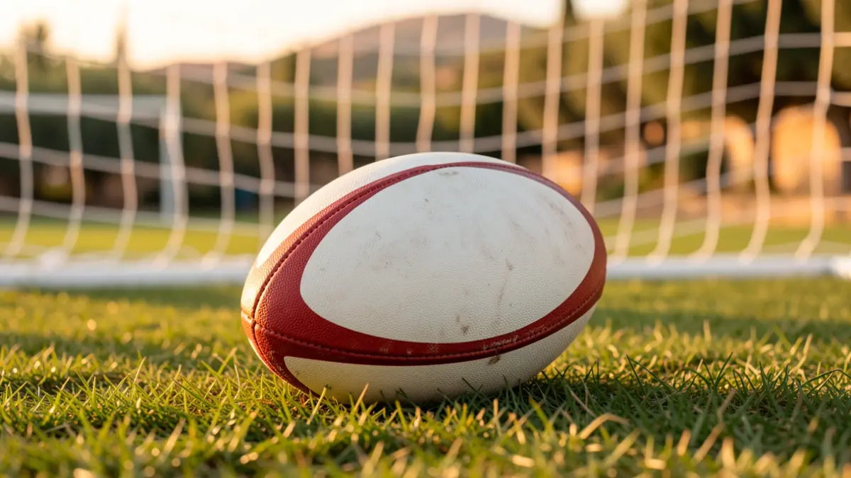 Generic image of a rugby ball on a field.