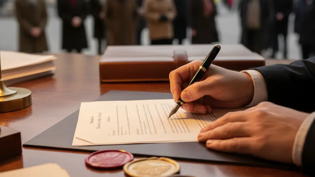 Generic image of hands signing a document, representing grant management.