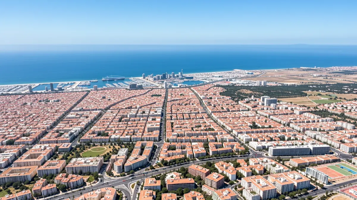Aerial view of the Alicante and Elche metropolitan area.