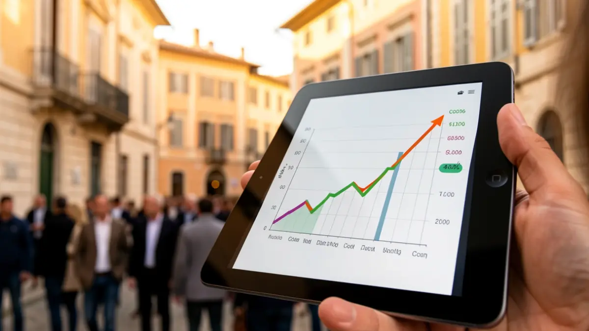 Imatge genèrica d'una tauleta digital mostrant un gràfic de costos davant façanes d'edificis governamentals.