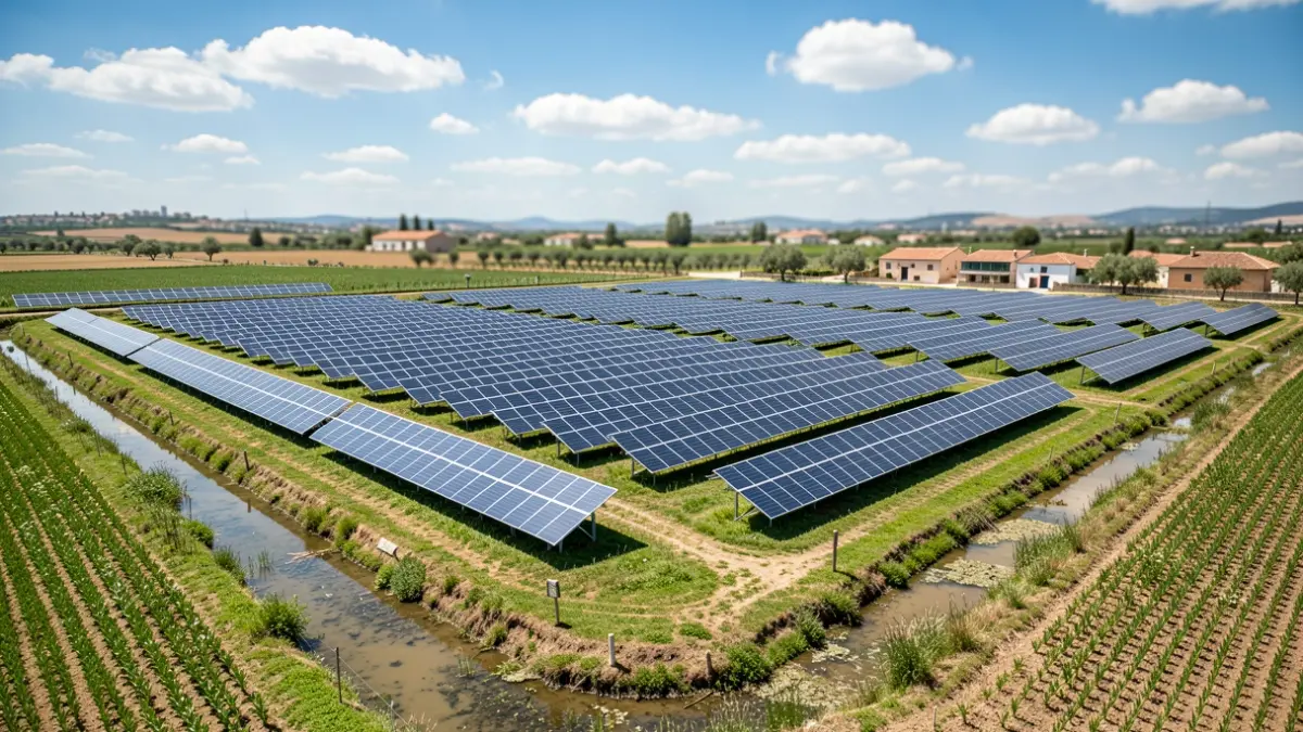 Imagen genérica de paneles solares sobre suelo agrícola en la Comunidad Valenciana.