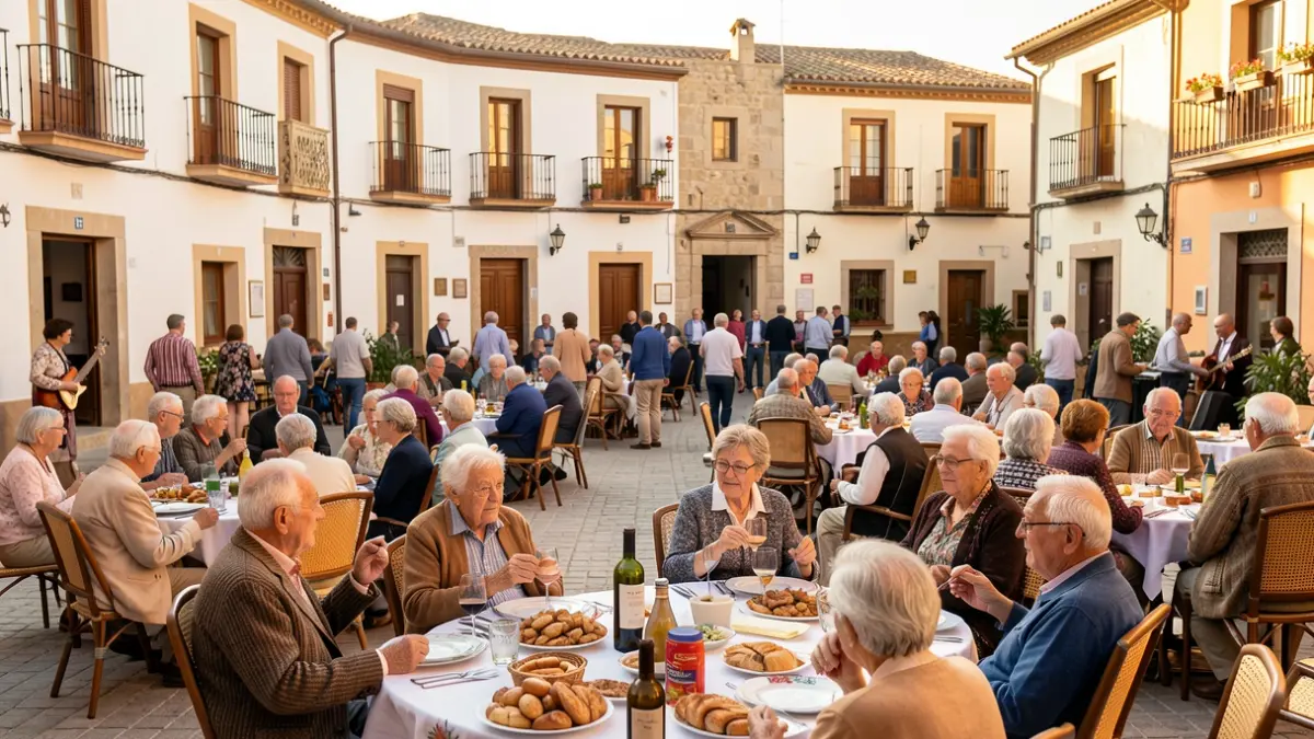 Generic image of a festive square with elderly people in Almassora.