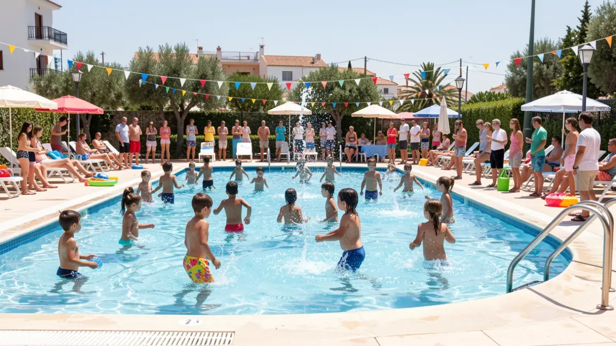 Generic image of a Children's Day with water games and families enjoying.
