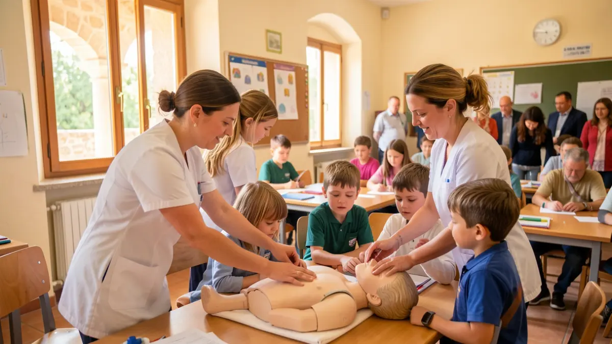 Imagen genérica de un taller de RCP para escolares.