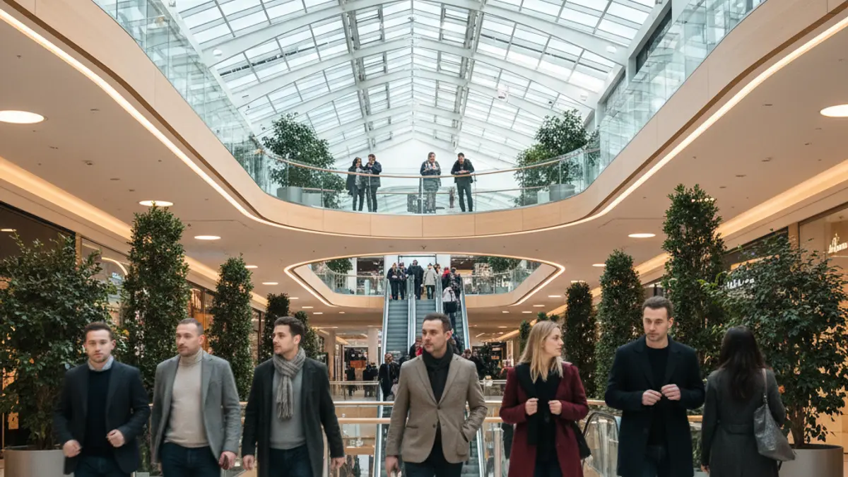 Imatge genèrica de l'interior d'un centre comercial modern amb llum natural.