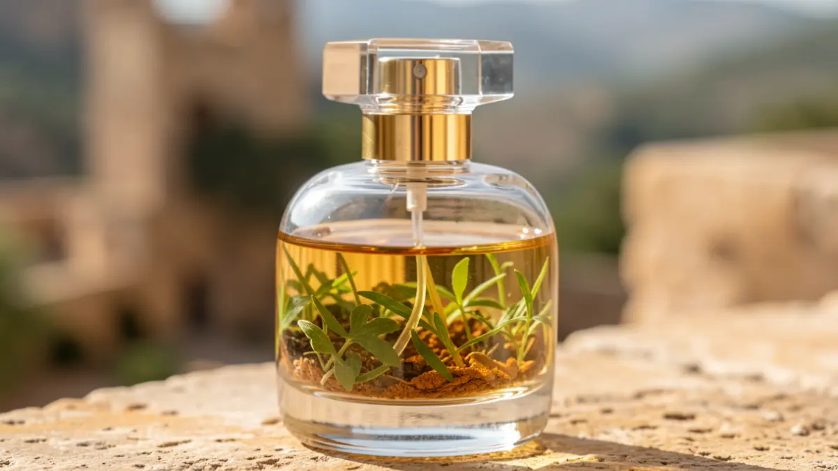 Image of a perfume inspired by the architecture of the Calaforra tower in Elx.