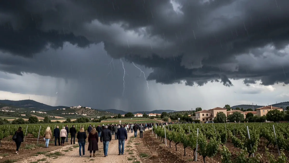 Imagen genérica de nubes de tormenta sobre un paisaje rural.