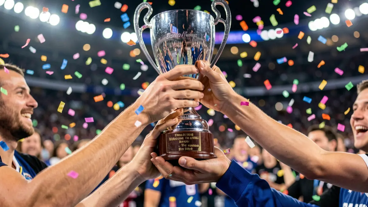 Imatge genèrica d'una celebració esportiva amb un trofeu.