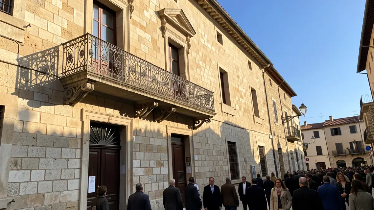 Imatge genèrica de la façana d'un ajuntament mediterrani amb balcó de ferro forjat.
