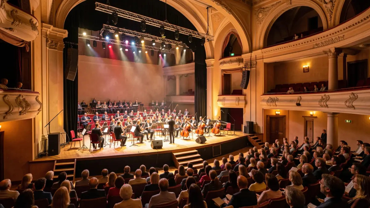 Imagen genérica de un auditorio preparado para un concierto.