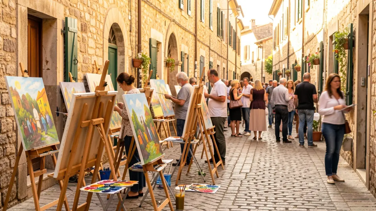 Imatge genèrica d'una trobada de pintura al carrer en un barri mediterrani.