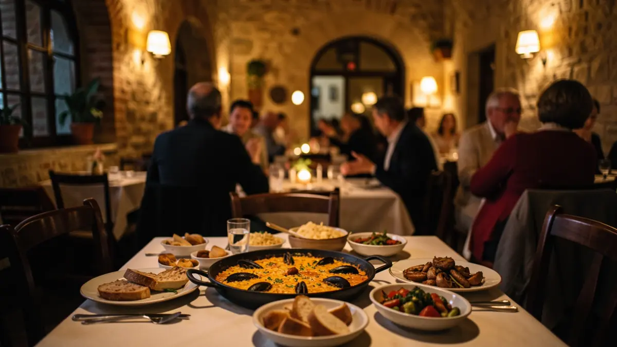 Imagen genérica de un comedor acogedor con una paella y picaeta, evocando un ambiente familiar.