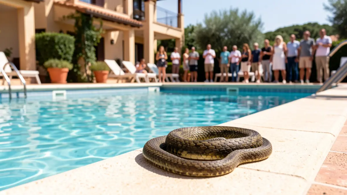 Imagen genérica de una serpiente cerca de una piscina.