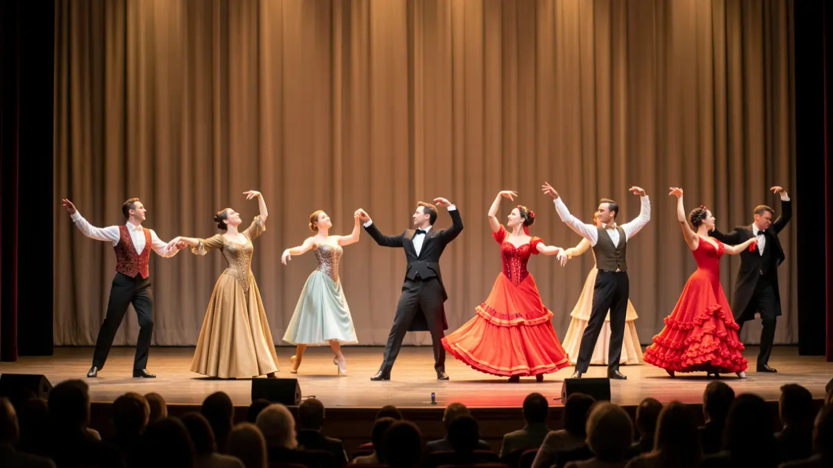 Imatge genèrica d'un escenari amb ballarins de diferents estils.