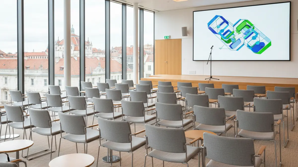 Generic image of a conference hall set up for an employment event.