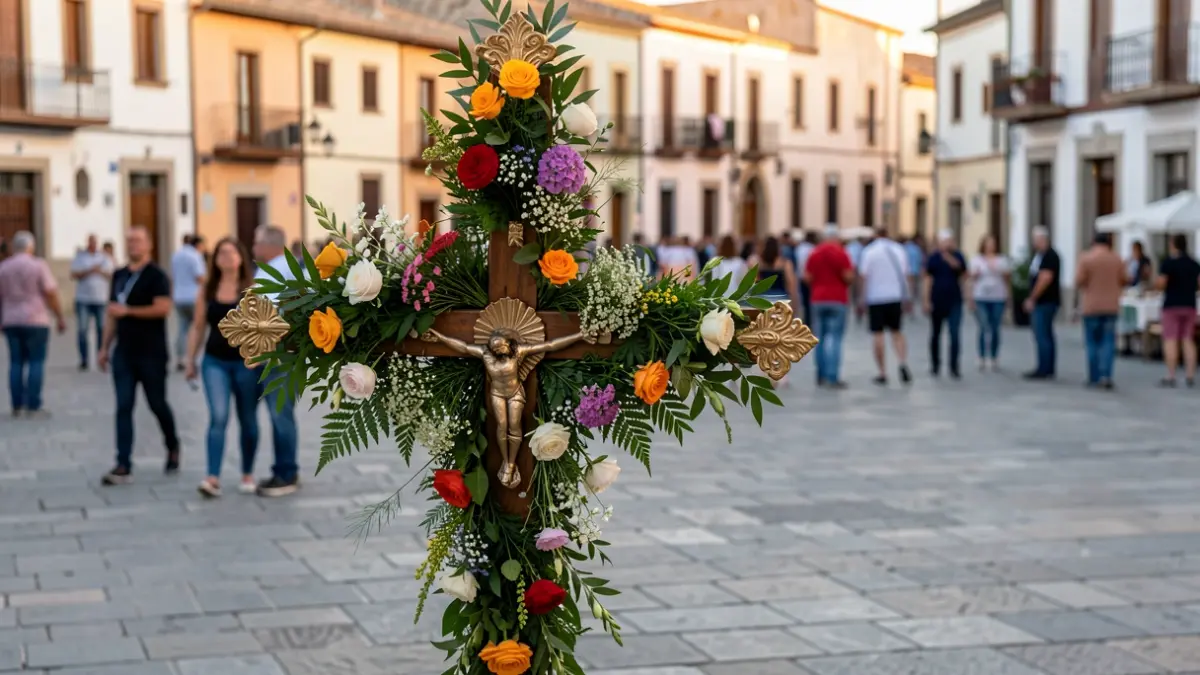 Imatge genèrica d'una Creu de Maig decorada amb flors.