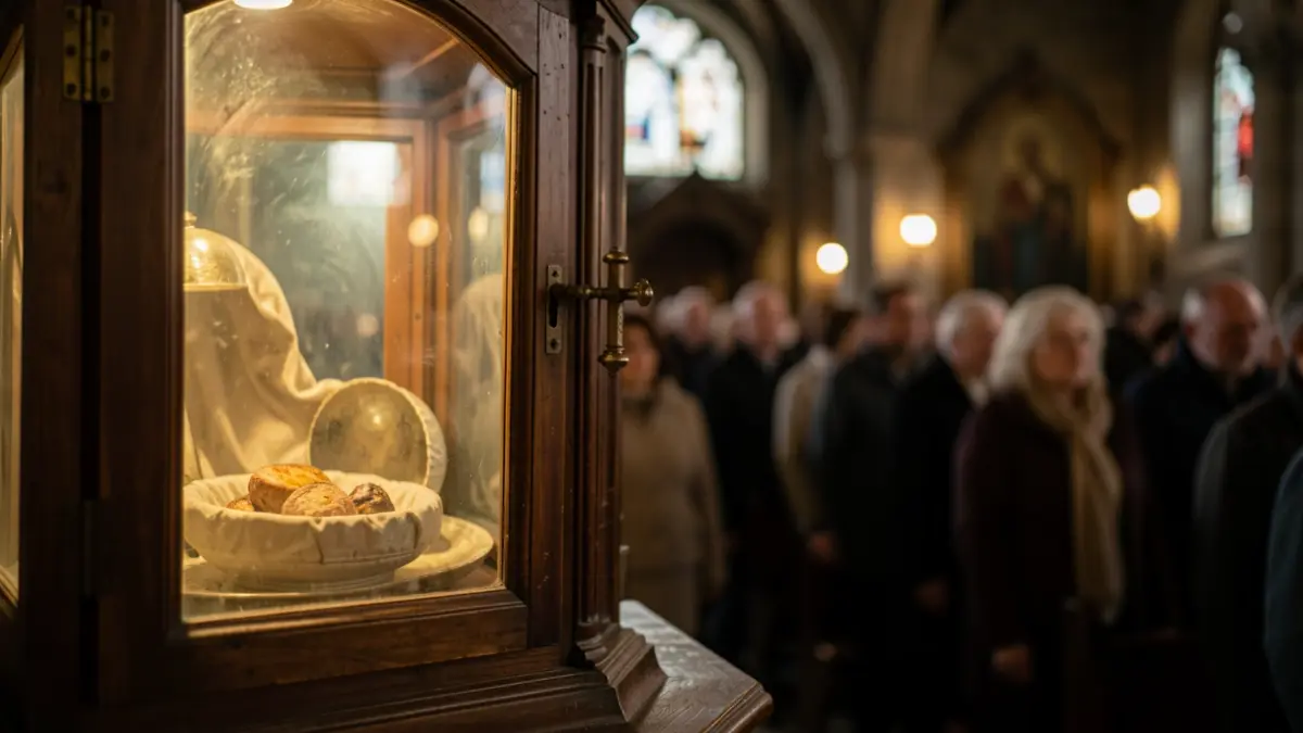 Imagen de la reliquia expuesta en un entorno religioso en Burriana.