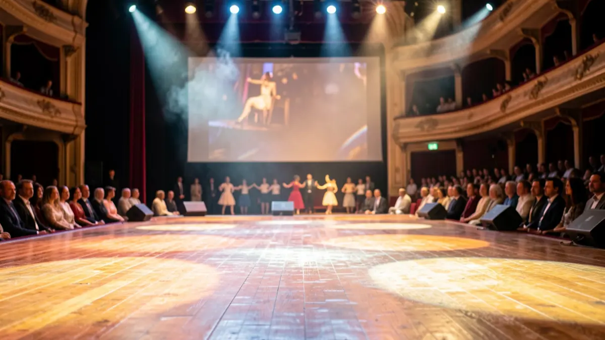 Imagen genérica de un escenario de teatro iluminado.