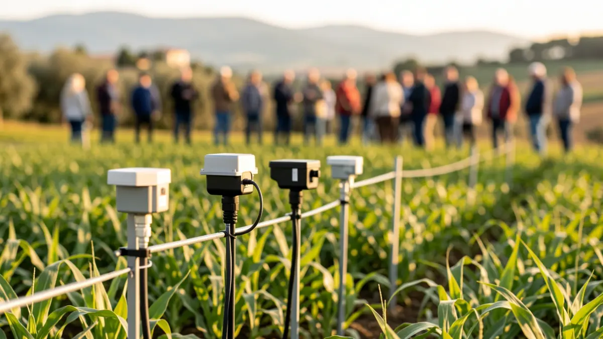 Imatge genèrica de sensors tecnològics aplicats a l'agricultura en un camp de cultiu.