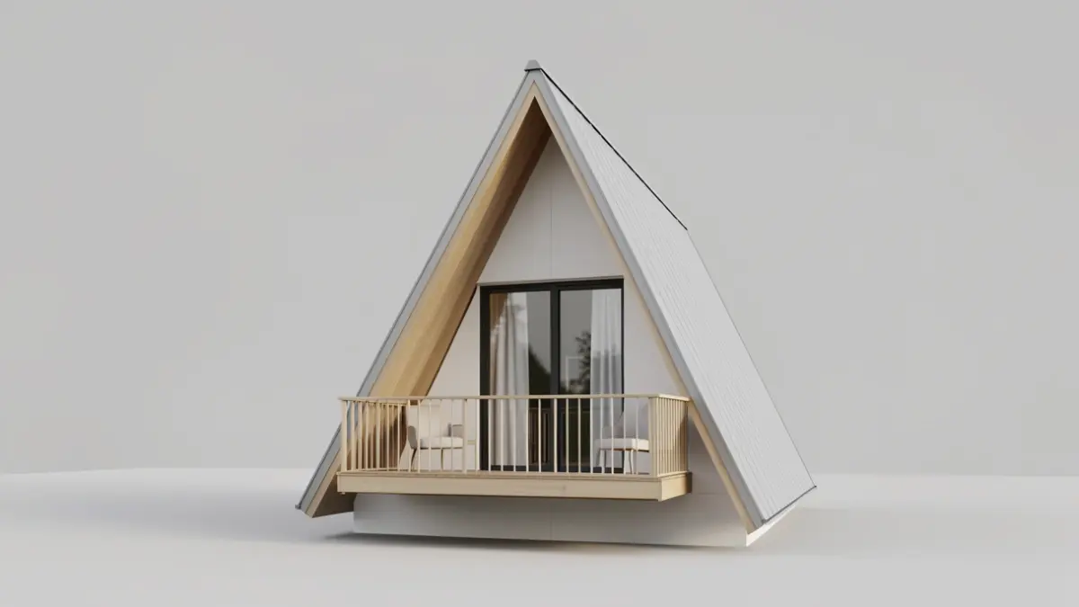 Imatge genèrica d'una casa prefabricada triangular moderna.
