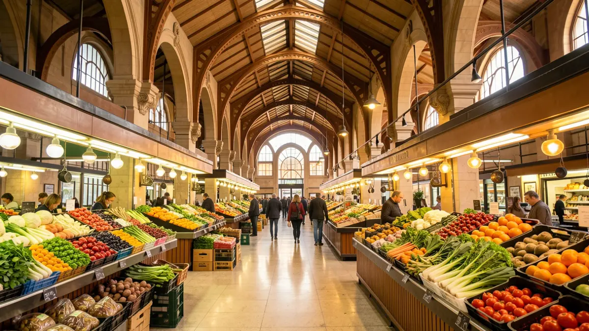 Imatge genèrica de l'interior del Mercat Central de València amb arquitectura modernista.
