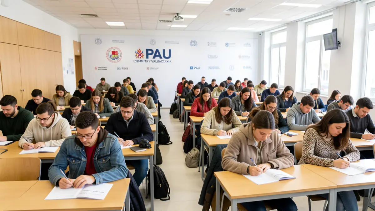 Imatge genèrica d'estudiants realitzant exàmens de PAU.