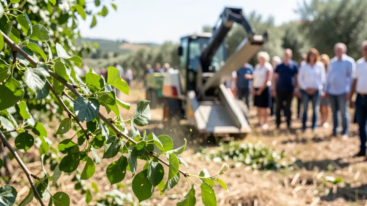 Generic image of plant pruning and a mobile shredder.